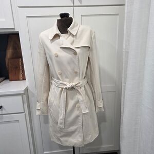Marella Sovrana Cream Double-Breasted Women's Trench Coat Size 10
